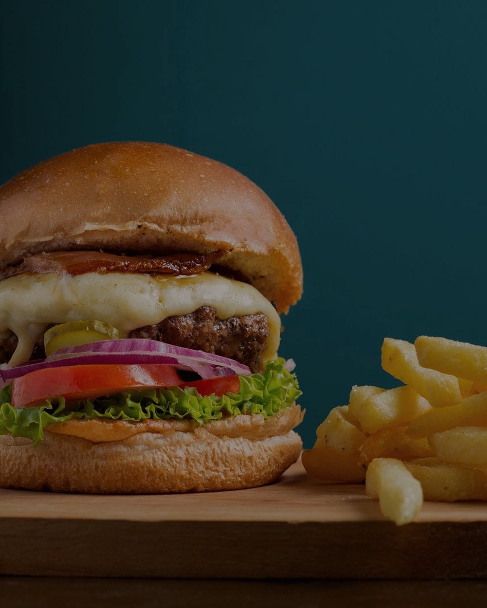 Beef burger with chips at Oltian in Hendon