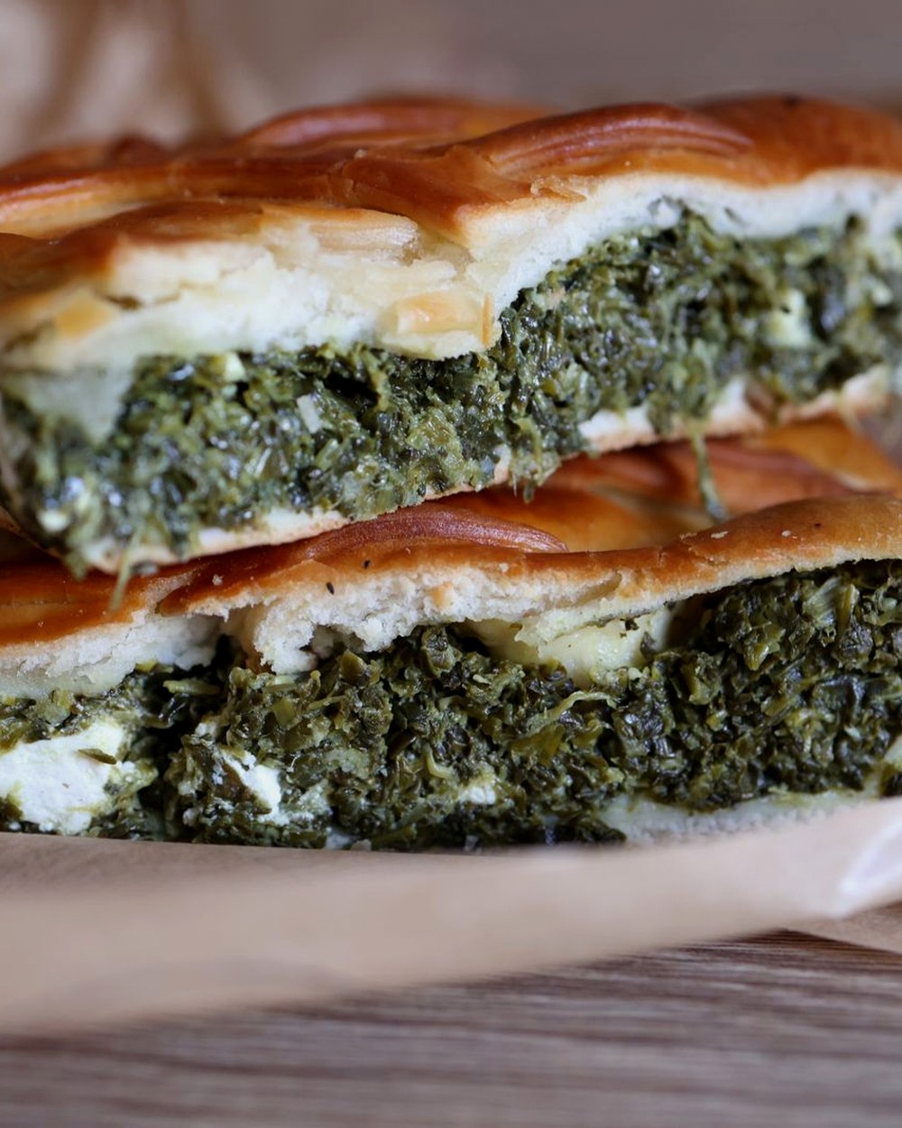 Hot spinach and cheese pies from the bakery at Oltian in Hendon