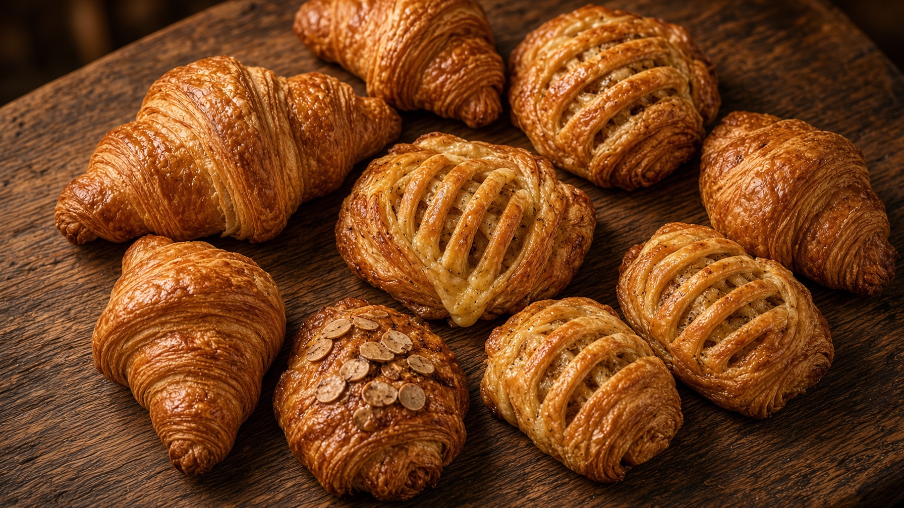 Fresh croissants at the bakery in Hendon Central
